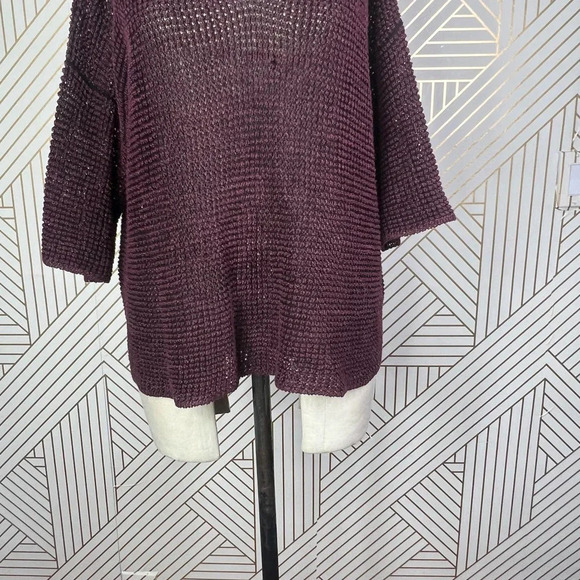 Isabel Marant Maroon Purple Open Knit Linen Blend V-Neck Sweater Size 38‎ / US 6 - Picture 5 of 12